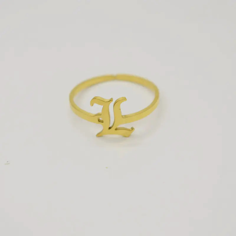 Vintage English Alphabet Ring in 18K Vacuum Plating