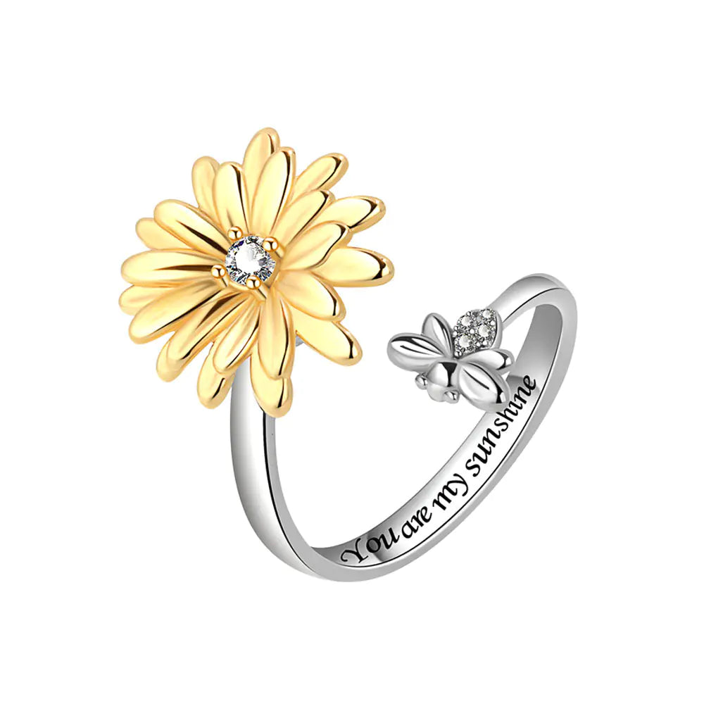 Personalized Daisy Spinning Ring with Sunflower Design