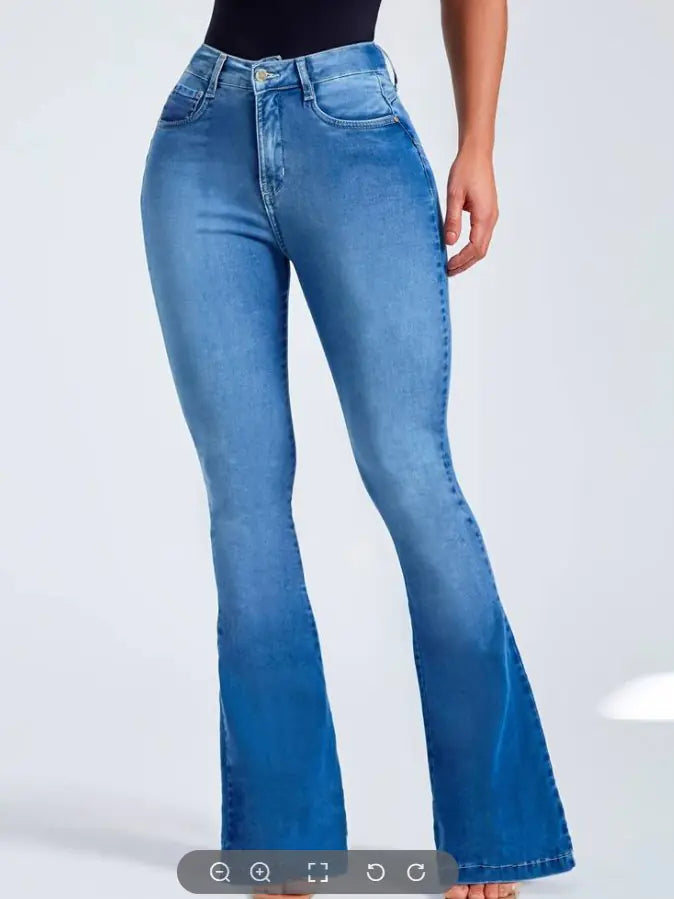 High-Rise Skinny Bell Bottoms Dark Wash Jean Pants
