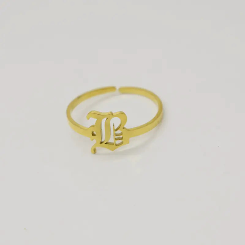 Vintage English Alphabet Ring in 18K Vacuum Plating