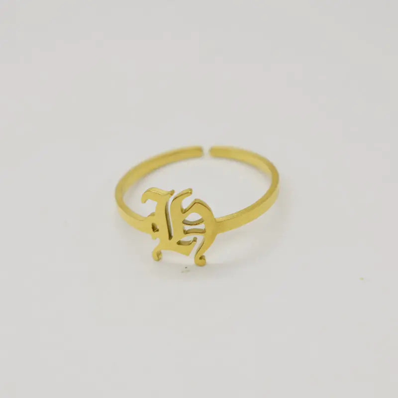 Vintage English Alphabet Ring in 18K Vacuum Plating