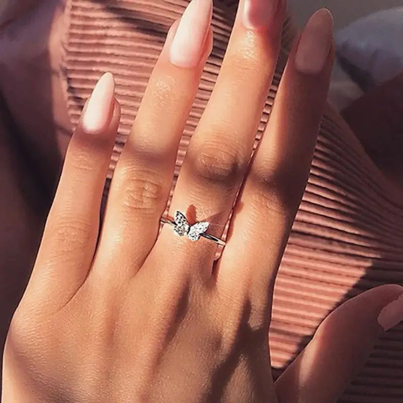 Butterfly Ring with Zircon Stone - Women's Luxury Jewelry