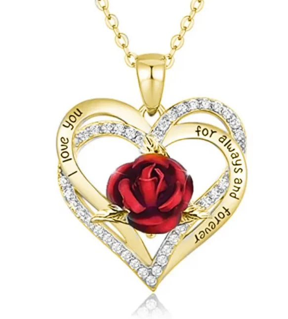 Double Heart Zircon Pendant Necklace – Women's Heart-Shaped Alloy Jewelry