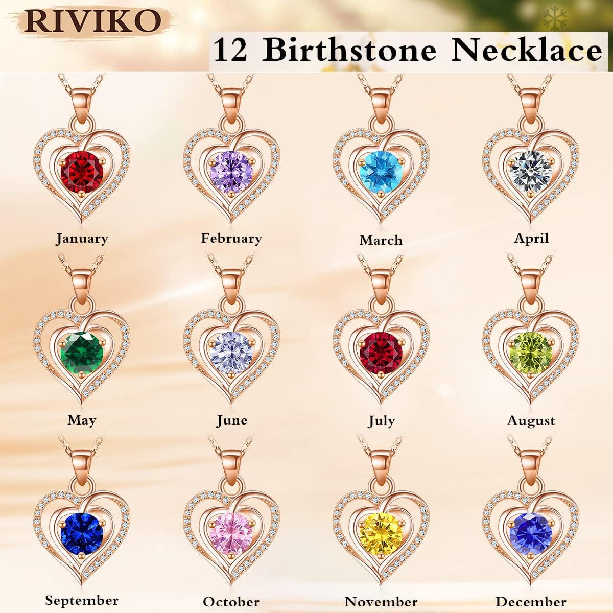 Heart Birthstone Pendant Necklace for Women 925 Sterling Silver Zirconia Necklaces Valentine'S Day Anniversary Birthday Mothers Day Jewelry Gifts for Her Mother Wife