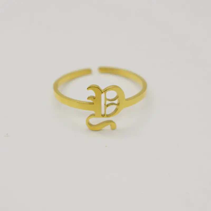 Vintage English Alphabet Ring in 18K Vacuum Plating