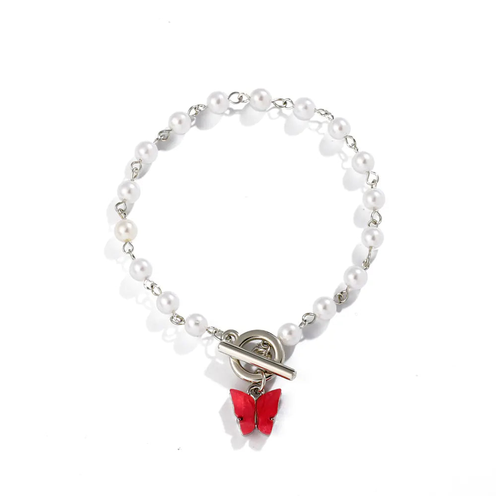 Creative OT Buckle Bee Pendant Pearl Bracelet for Women