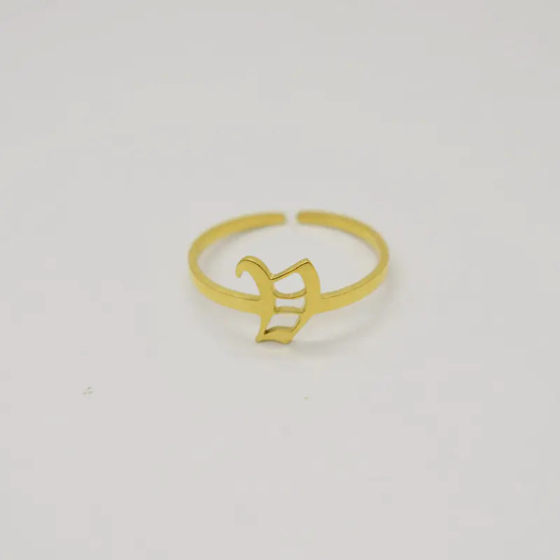 Vintage English Alphabet Ring in 18K Vacuum Plating