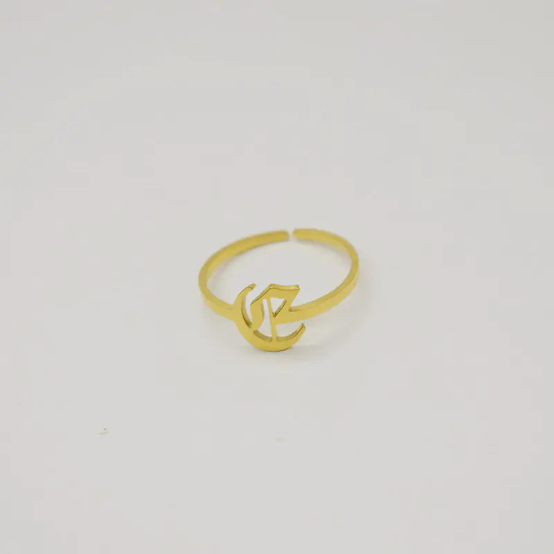 Vintage English Alphabet Ring in 18K Vacuum Plating