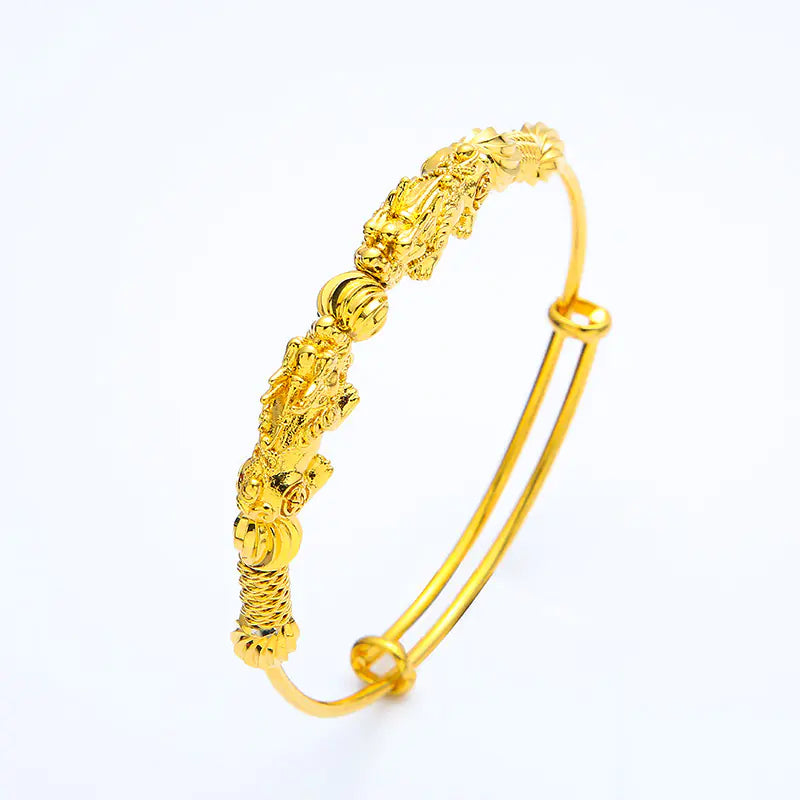 Gold-Plated Pixiu Women's Adjustable Bracelet Jewelry