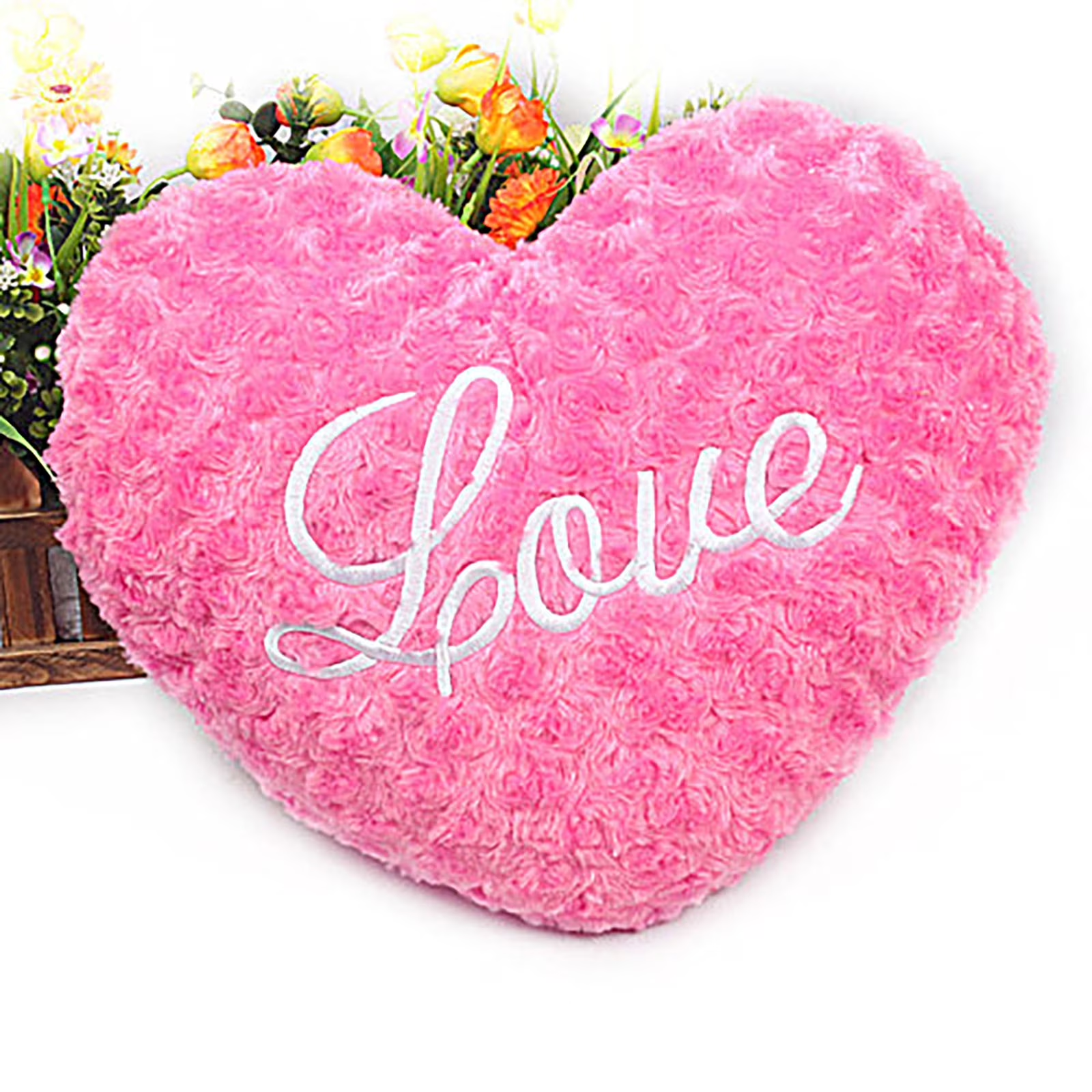 Fluffy Heart Shaped Throw Pillow