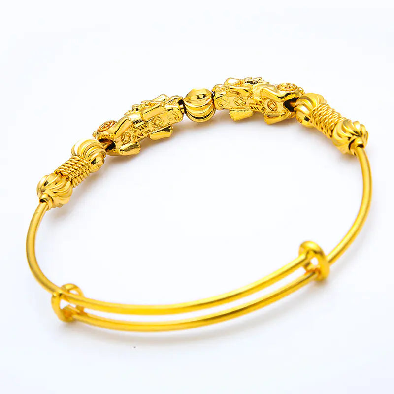 Gold-Plated Pixiu Women's Adjustable Bracelet Jewelry