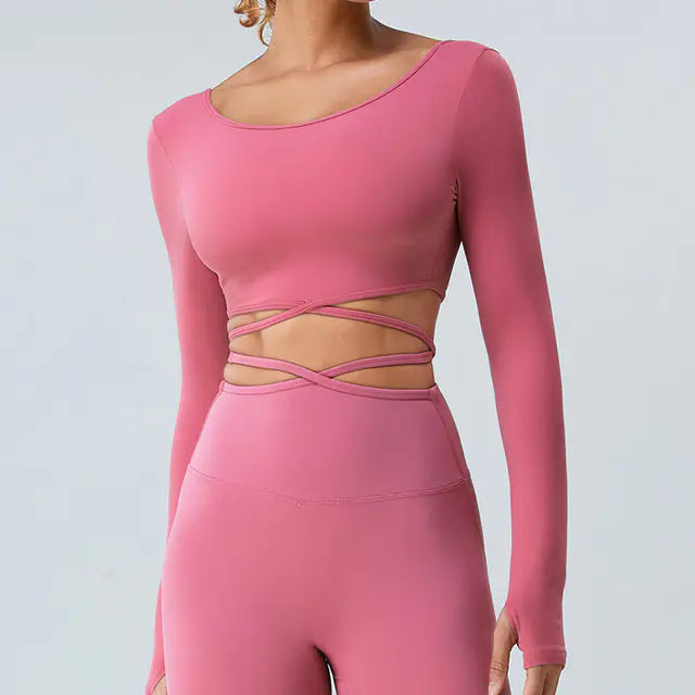 Women's 2-in-1 Long Sleeve Athletic Workout Tops