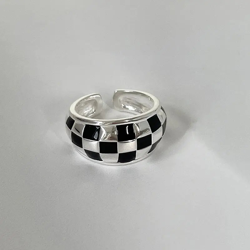 Plaid Women's Retro Striped Open Ring for Hip Hop Style
