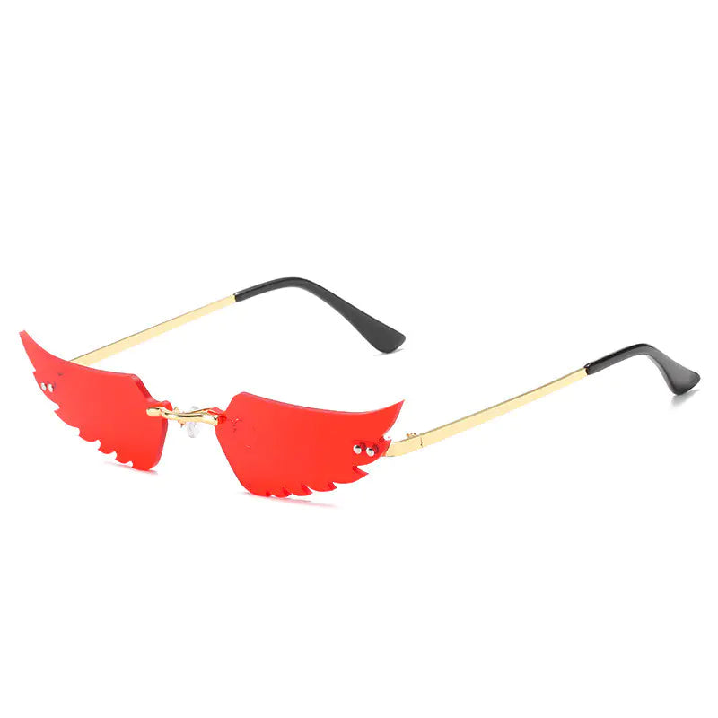 Colorful Women's Sunglasses with Feather and Wings Design