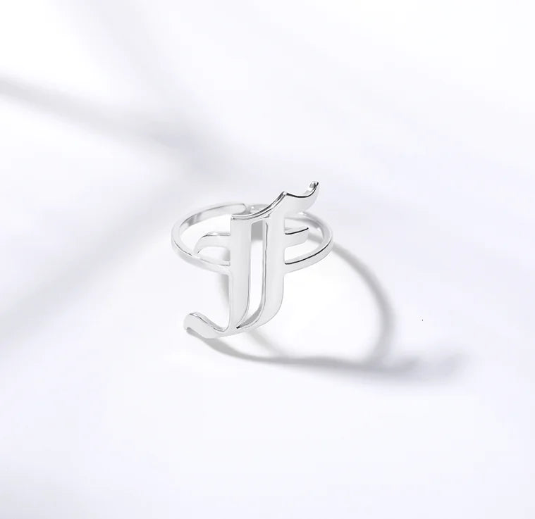 Vintage English Alphabet Ring in 18K Vacuum Plating