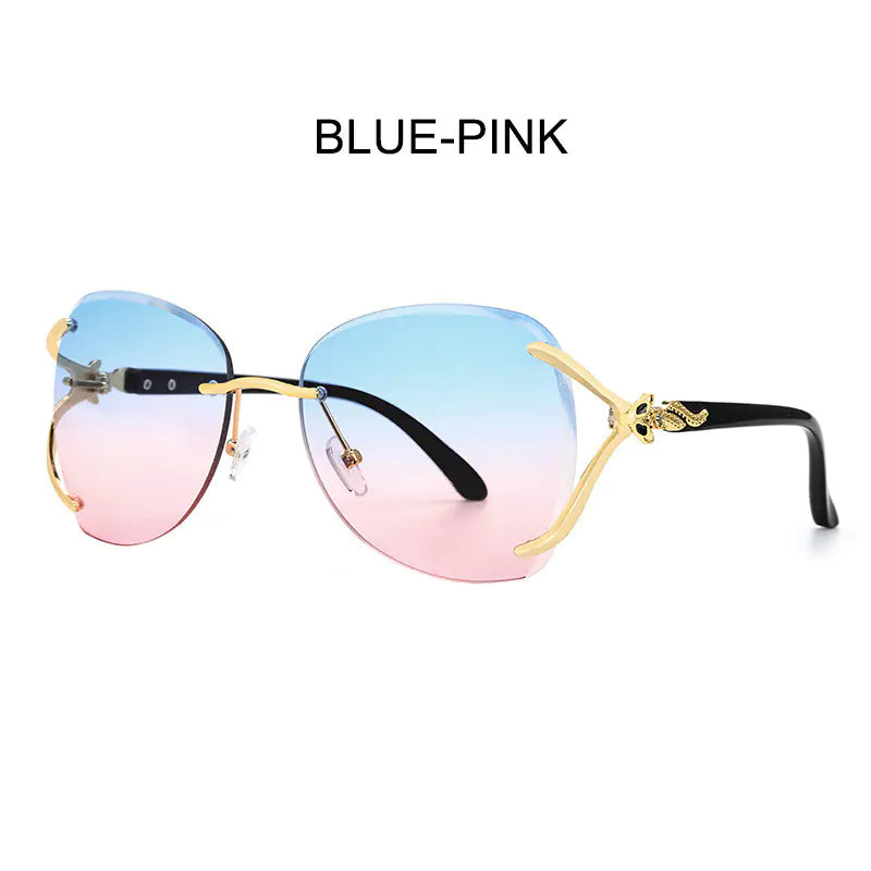 Fashionable Women's Sunglasses with Metal Design and Diamonds