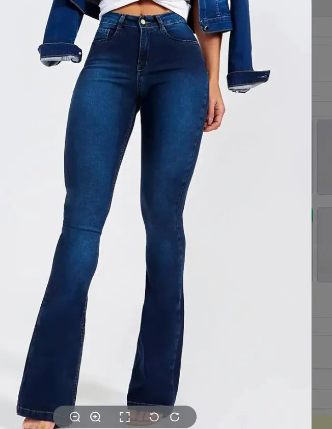 High-Rise Skinny Bell Bottoms Dark Wash Jean Pants