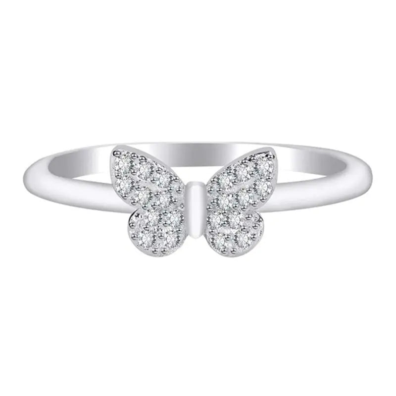Butterfly Ring with Zircon Stone - Women's Luxury Jewelry