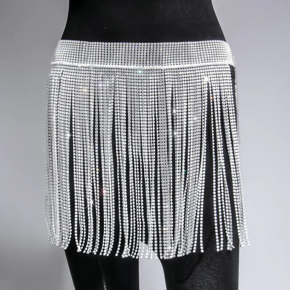 Rhinestone Strap Stitch Women's Skirt