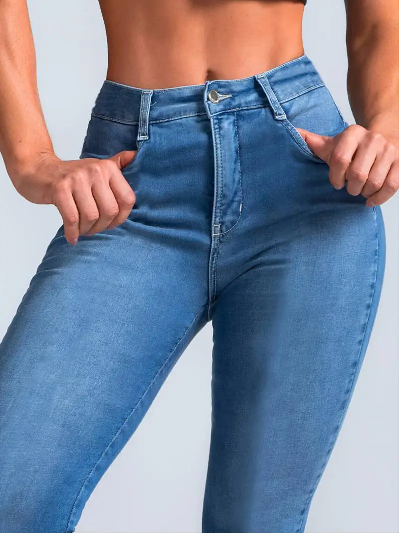 High-Rise Skinny Bell Bottoms Dark Wash Jean Pants