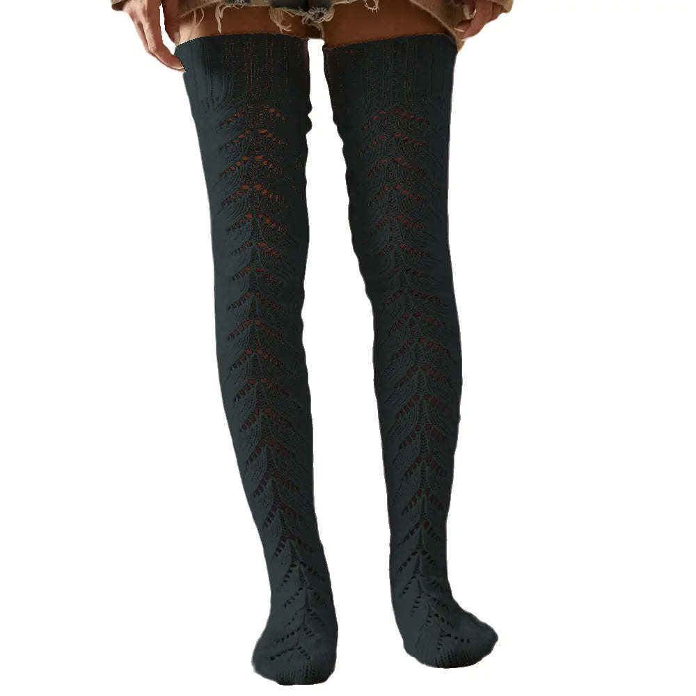 Hollow Mesh Over The Knee Knitted Socks for Women