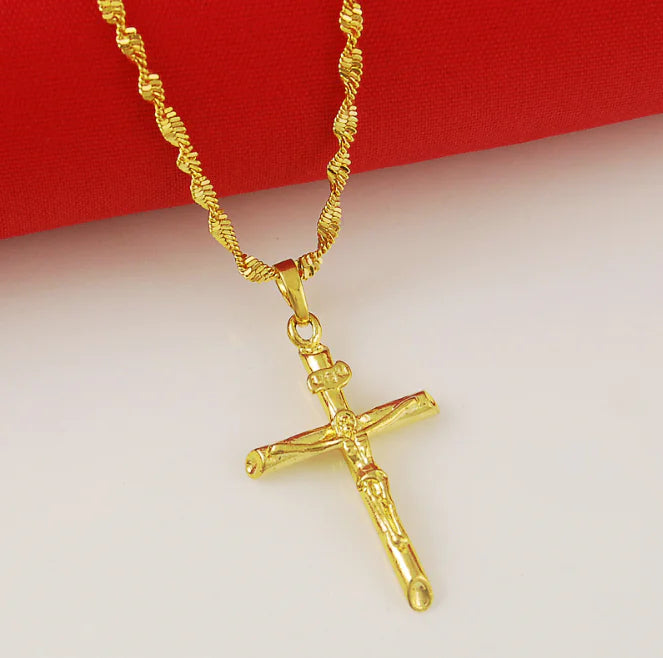 24k Gold Plated Women's Cross Necklace, Durable Jewelry