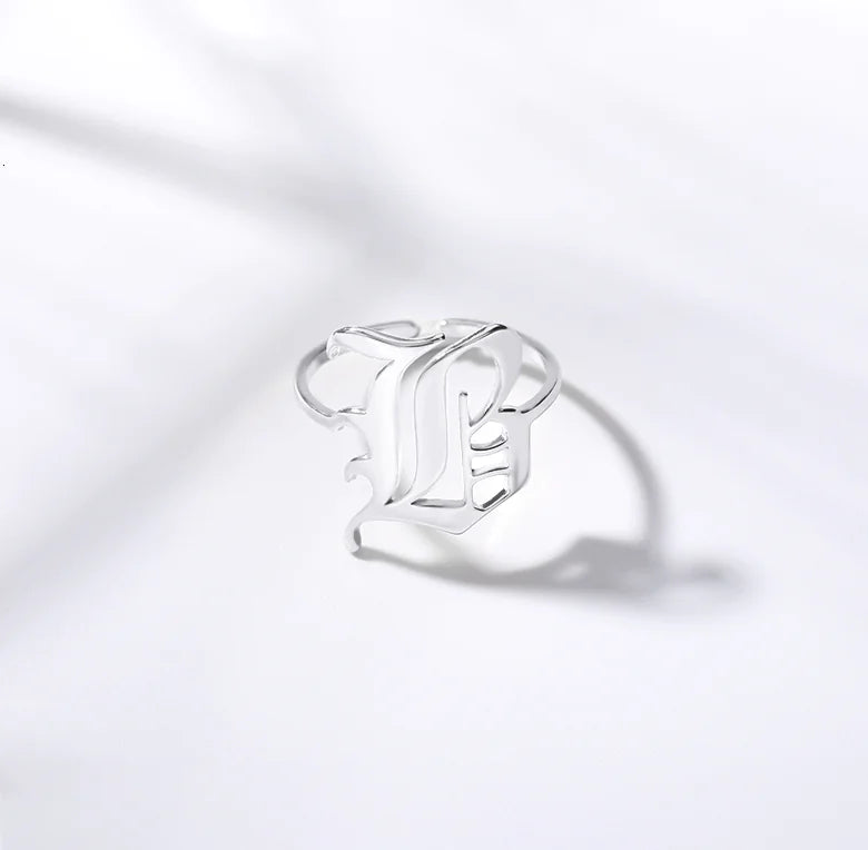 Vintage English Alphabet Ring in 18K Vacuum Plating