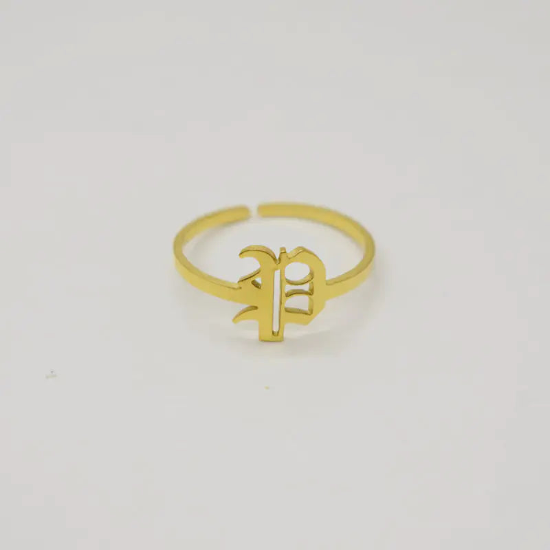 Vintage English Alphabet Ring in 18K Vacuum Plating