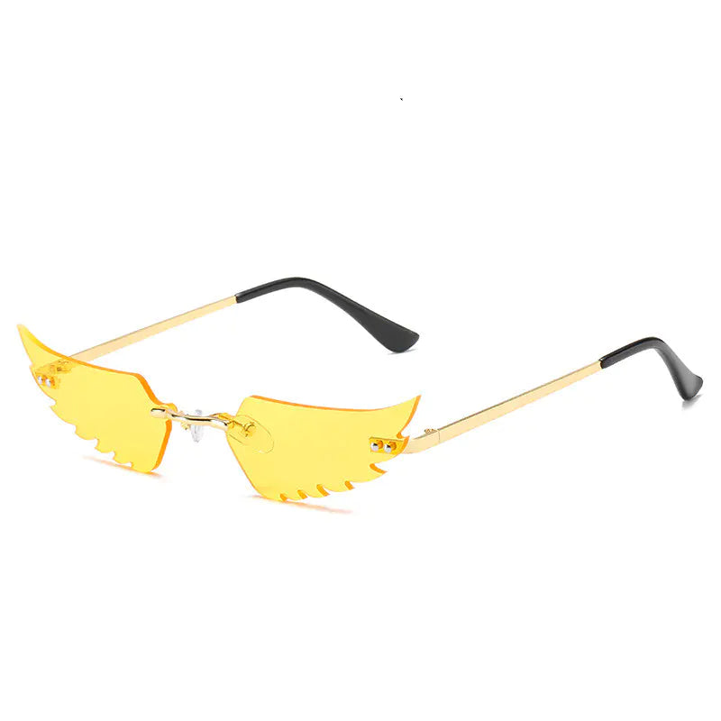 Colorful Women's Sunglasses with Feather and Wings Design