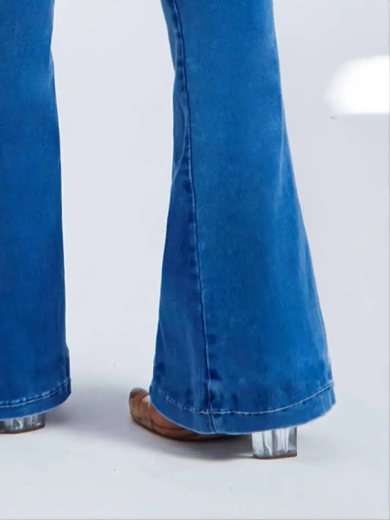 High-Rise Skinny Bell Bottoms Dark Wash Jean Pants