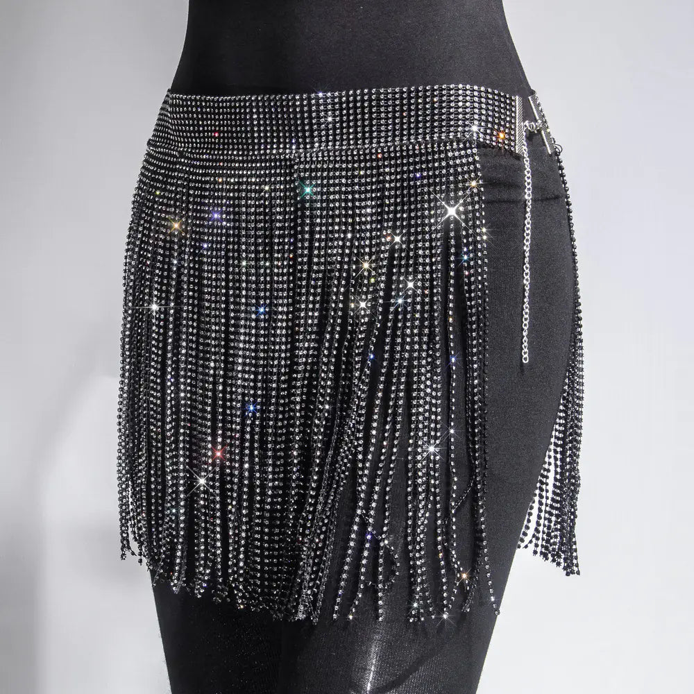 Rhinestone Strap Stitch Women's Skirt