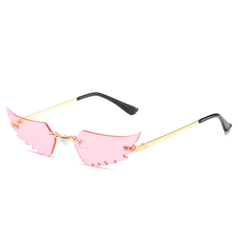 Colorful Women's Sunglasses with Feather and Wings Design