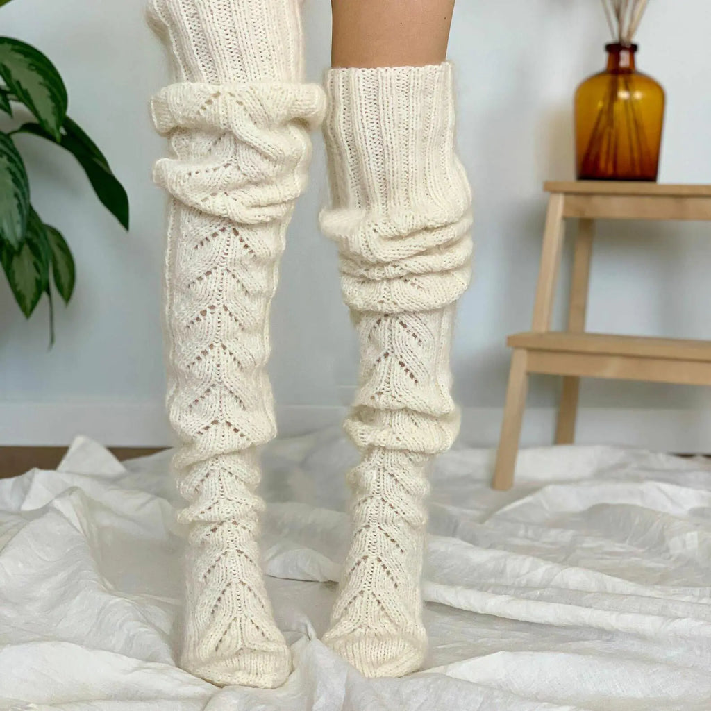 Hollow Mesh Over The Knee Knitted Socks for Women
