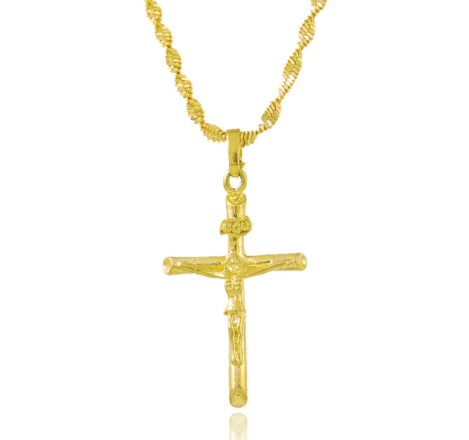 24k Gold Plated Women's Cross Necklace, Durable Jewelry