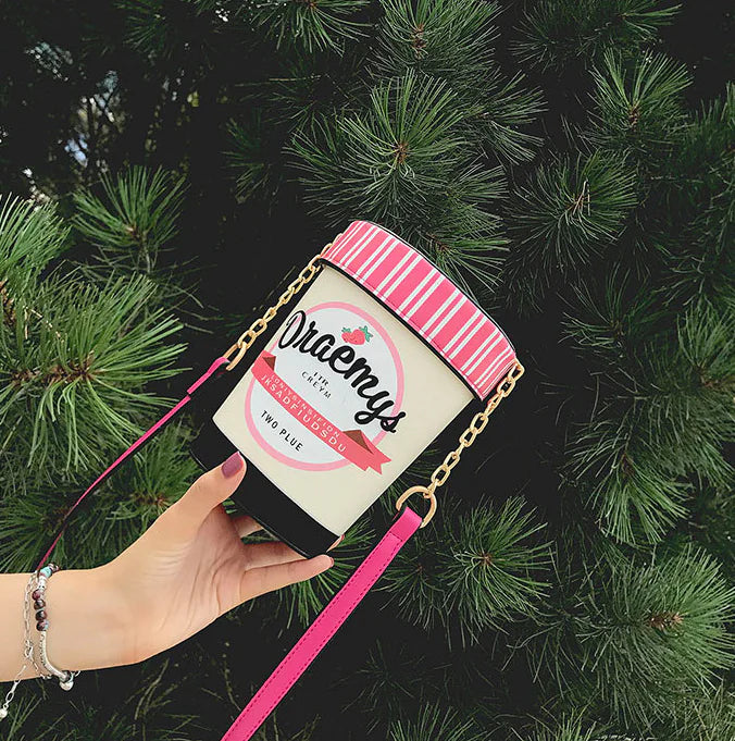 Color Block Bucket Bag - Strawberry Ice Cream Style