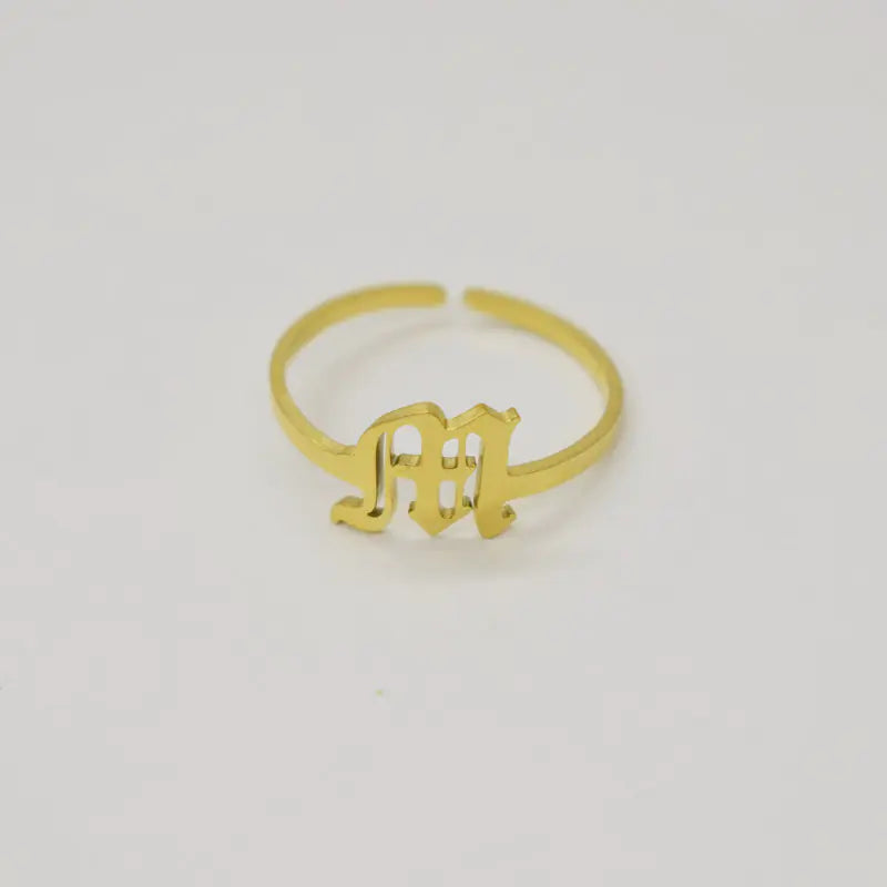 Vintage English Alphabet Ring in 18K Vacuum Plating