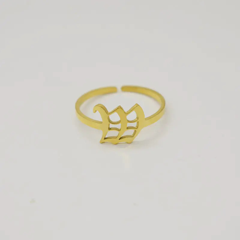 Vintage English Alphabet Ring in 18K Vacuum Plating
