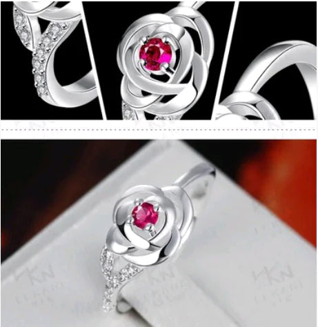 Fashion Women's Zircon Ring in 925 Silver Jewelry