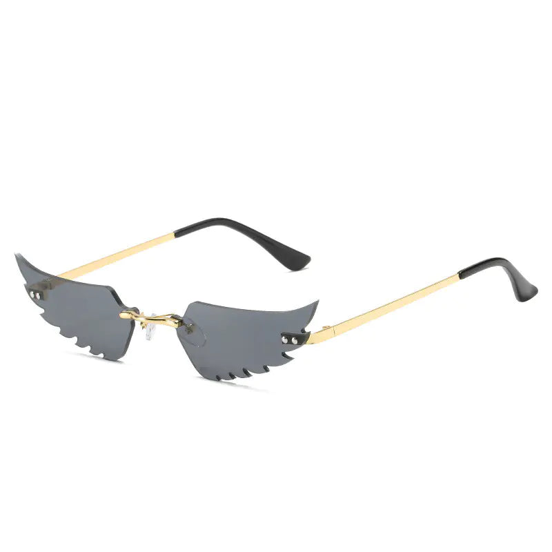 Colorful Women's Sunglasses with Feather and Wings Design