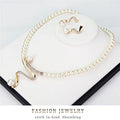 3-Piece Women's Pearl Rhinestone Wedding Jewelry Set
