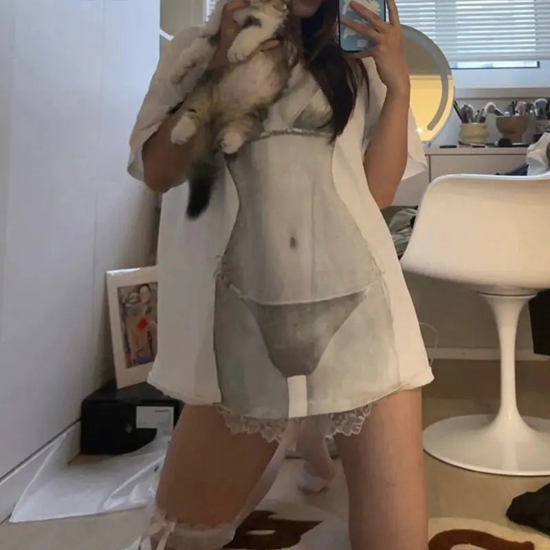 Women's Summer Portrait Print Loose T-shirt Tops