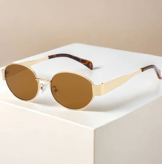 Women's Oval Metal Vintage Sunglasses