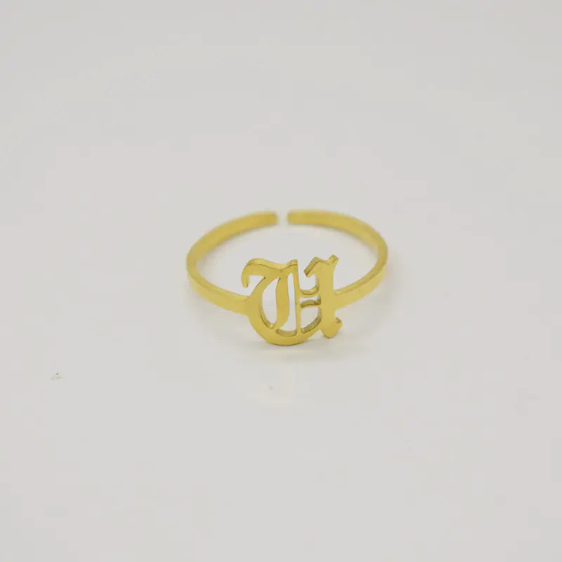Vintage English Alphabet Ring in 18K Vacuum Plating