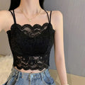 Chic Women's Lace Crop Tops - Summer Korean Style