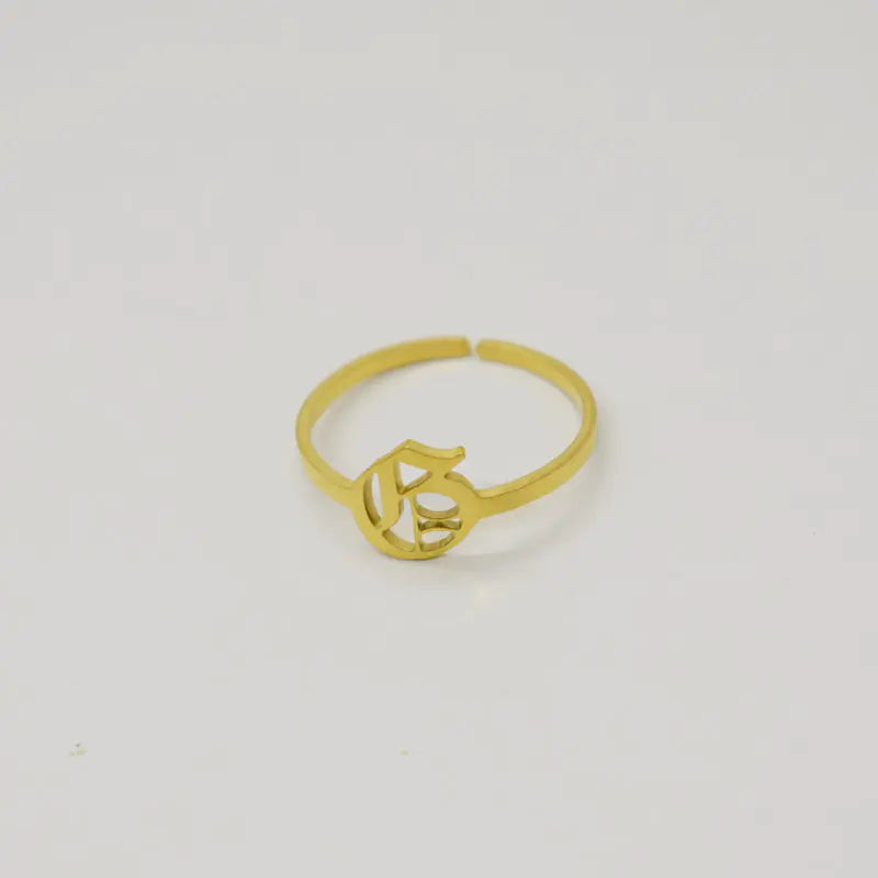 Vintage English Alphabet Ring in 18K Vacuum Plating