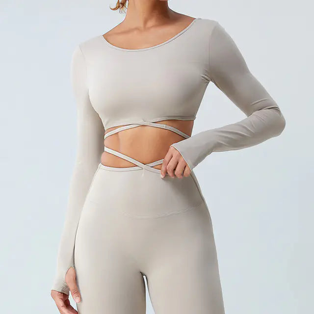 Women's 2-in-1 Long Sleeve Athletic Workout Tops