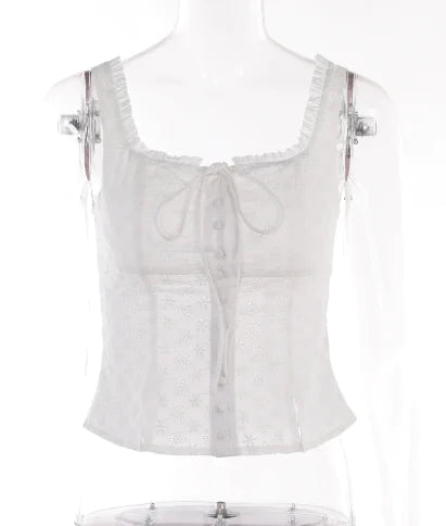 Women's Summer Square Collar Buckle Tank Tops