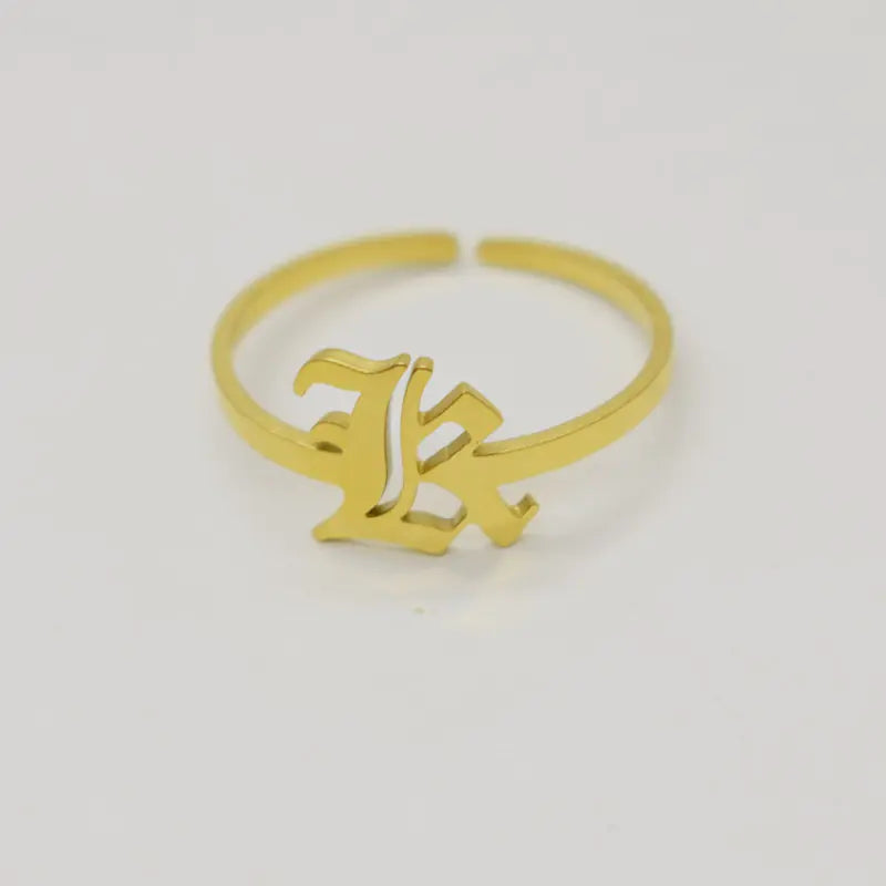Vintage English Alphabet Ring in 18K Vacuum Plating