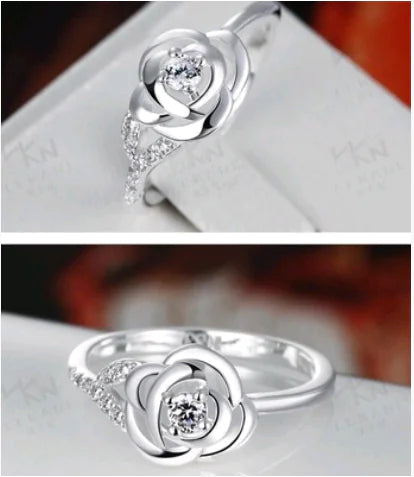 Fashion Women's Zircon Ring in 925 Silver Jewelry