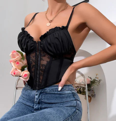 Women's Casual Slim V-Neck Tops with Wooden Details